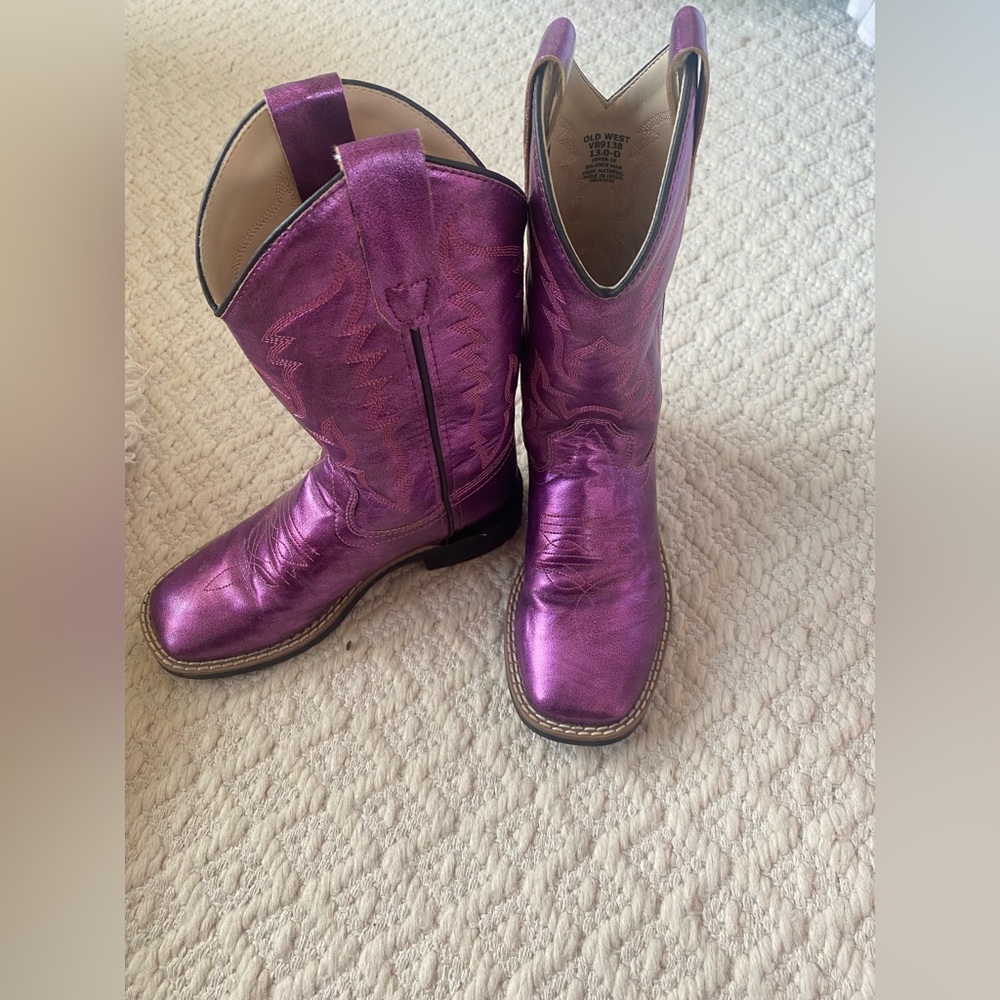 Old West Pink Metallic Cowboy Boot